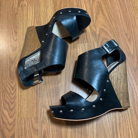 Vince Camuto Matta Studded Platform Wedge BLACK - Picture 5 of 9